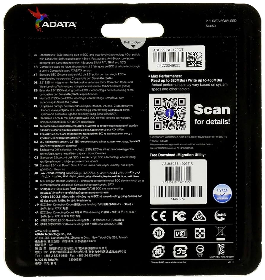 ADATA SU650シリーズ　960GB 海外版　未使用品　購入レシート同梱可 Ultimate SU650 Solid State Drive (United States)